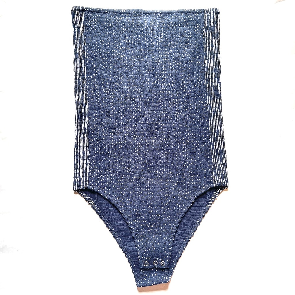 Rag & Bone Aster Strapless Cotton Blend Bodysuit Blue Size 10